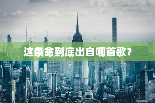 这条命到底出自哪首歌？
