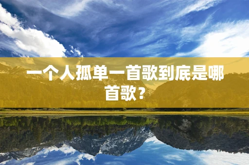 一个人孤单一首歌到底是哪首歌？