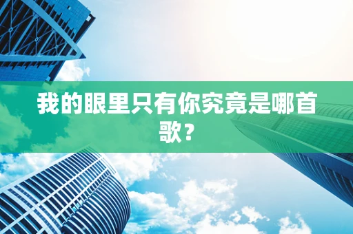 我的眼里只有你究竟是哪首歌？