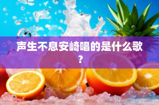 声生不息安崎唱的是什么歌？