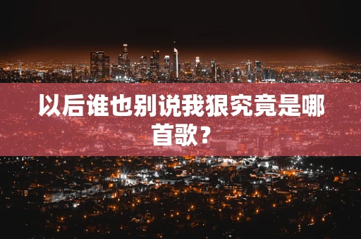以后谁也别说我狠究竟是哪首歌？