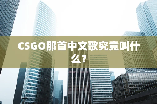 CSGO那首中文歌究竟叫什么？